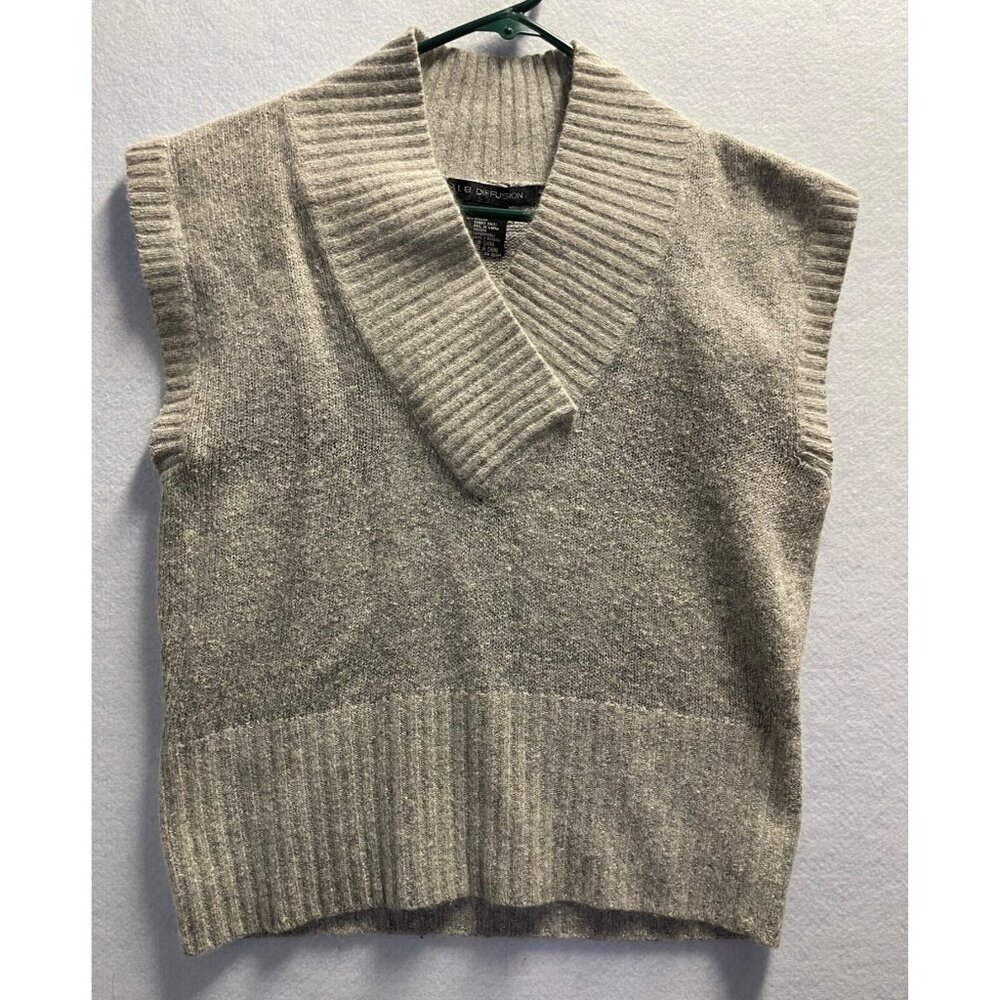 Vintage I B Diffusion Silk Angora Blend Sleeveless Sweater Wide Collar Medium
